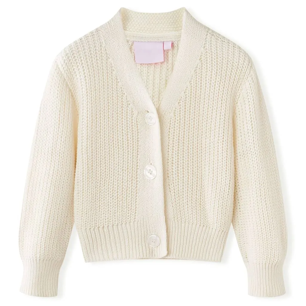 Cardigan da Bambina Lavorato a Maglia Bianco Neve 140