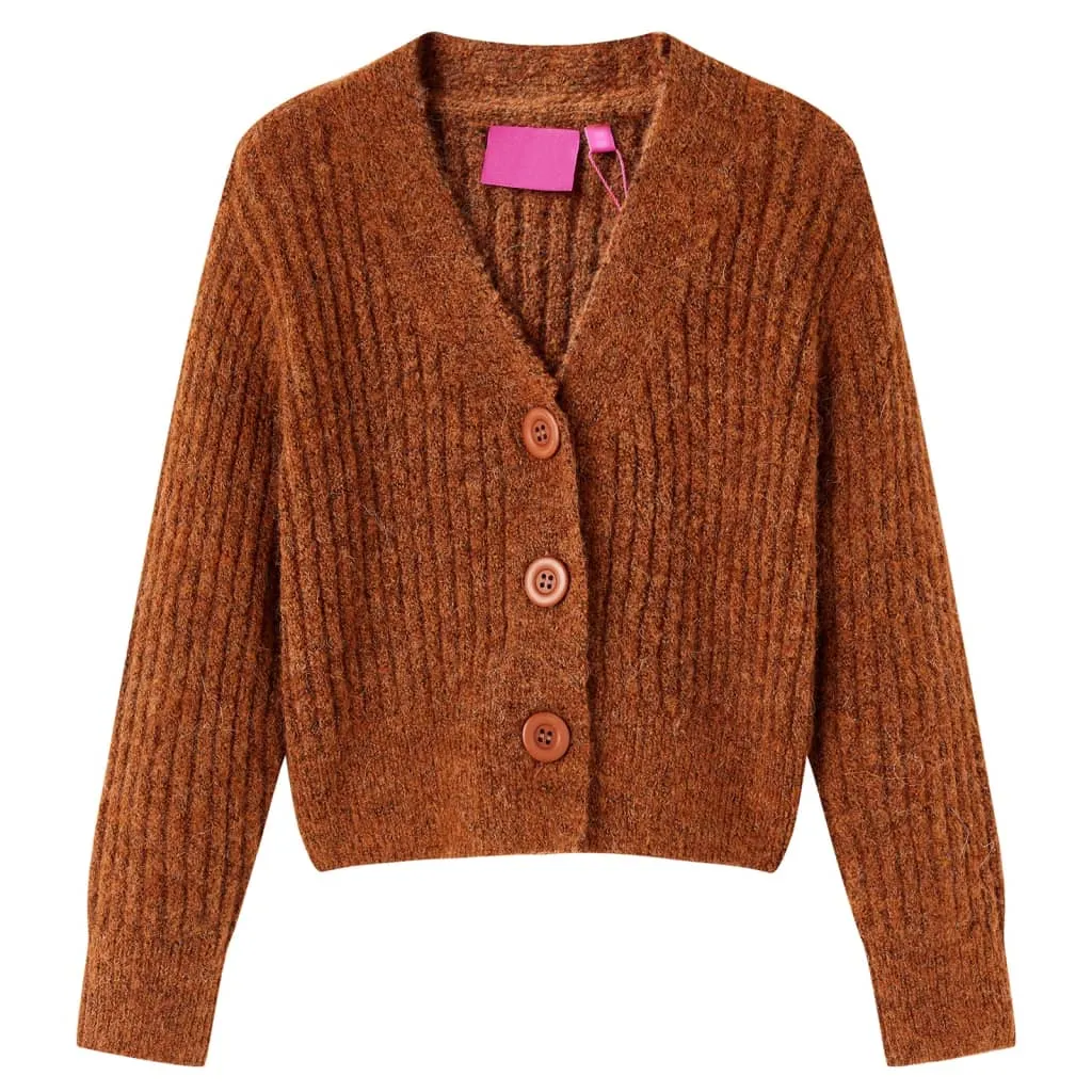 Cardigan da Bambina Lavorato a Mano Cognac 92