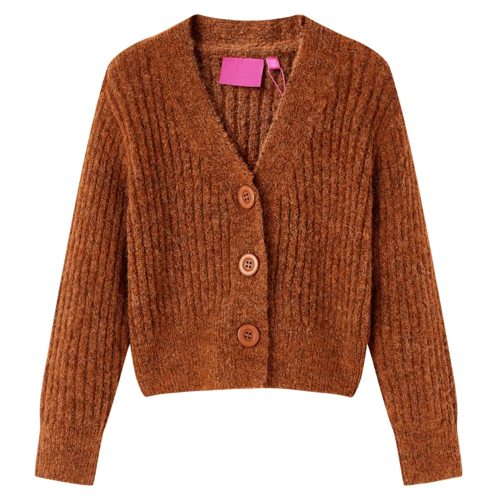 Cardigan da Bambina Lavorato a Mano Cognac 104