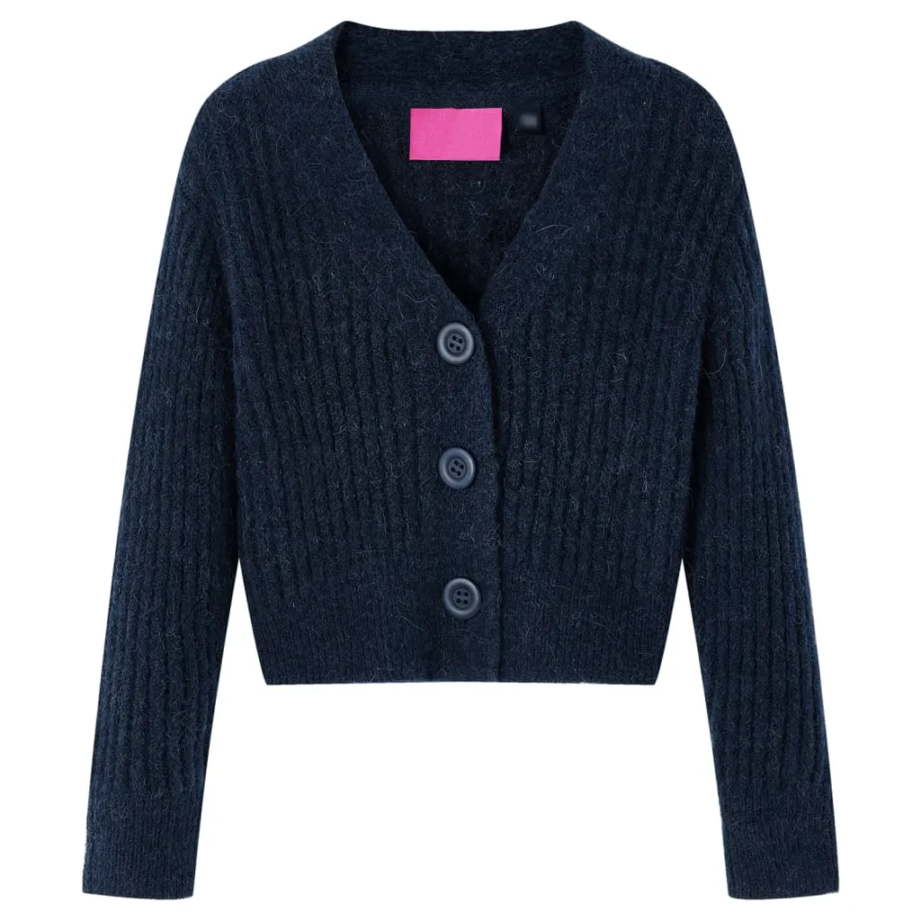 Cardigan da Bambina Lavorato a Mano Blu Marino 140