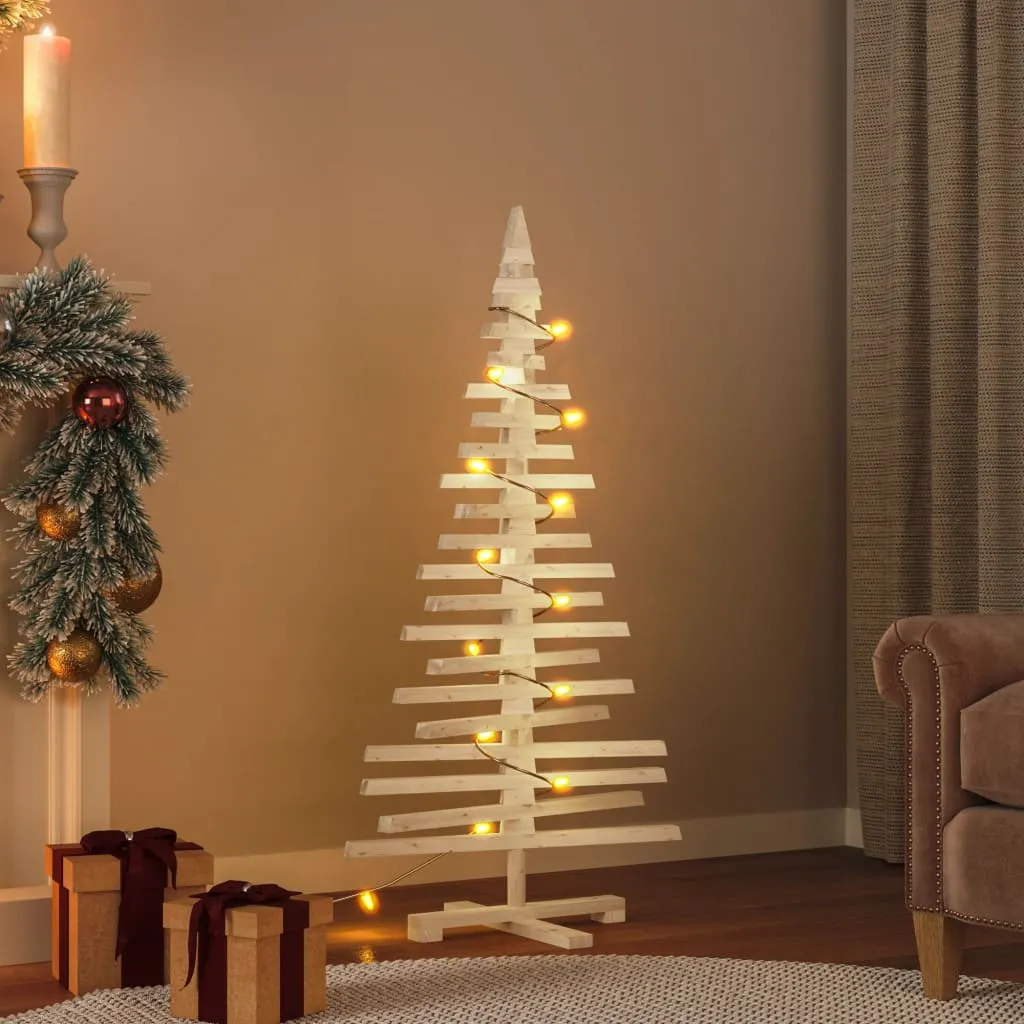 vidaXL Albero di Natale Decorativo in Legno 120 cm Legno Massello Pino