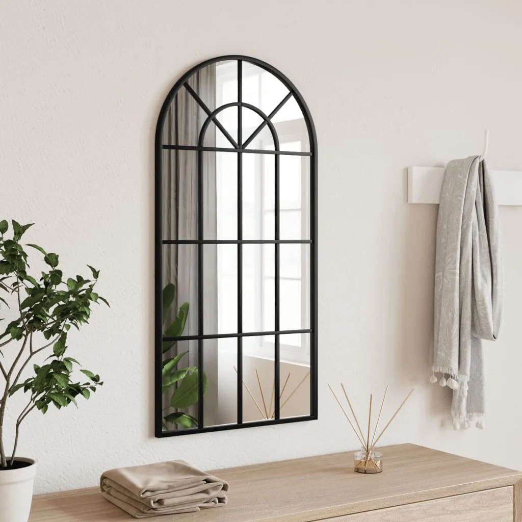 vidaXL Specchio da Parete Nero 40x80 cm Arco in Ferro