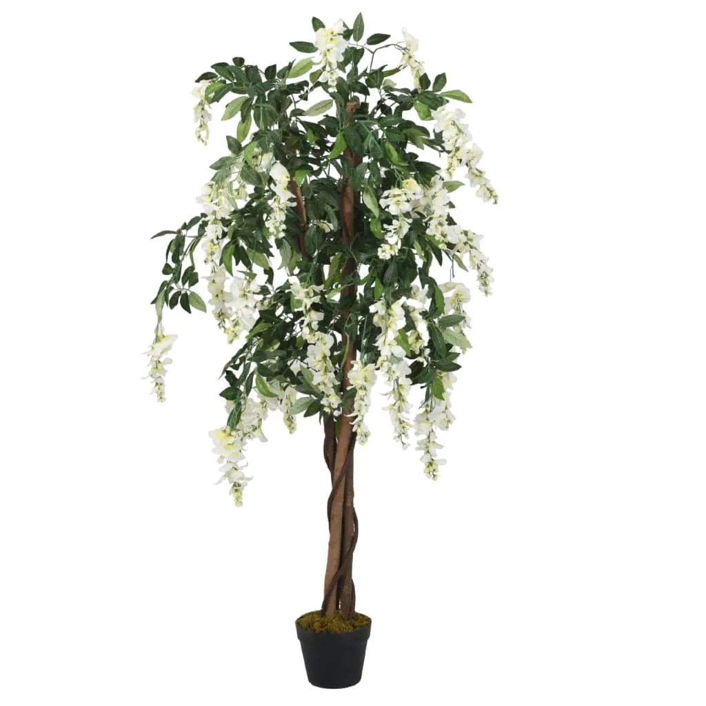 vidaXL Glicine Artificiale 1260 Foglie 180 cm Verde e Bianco