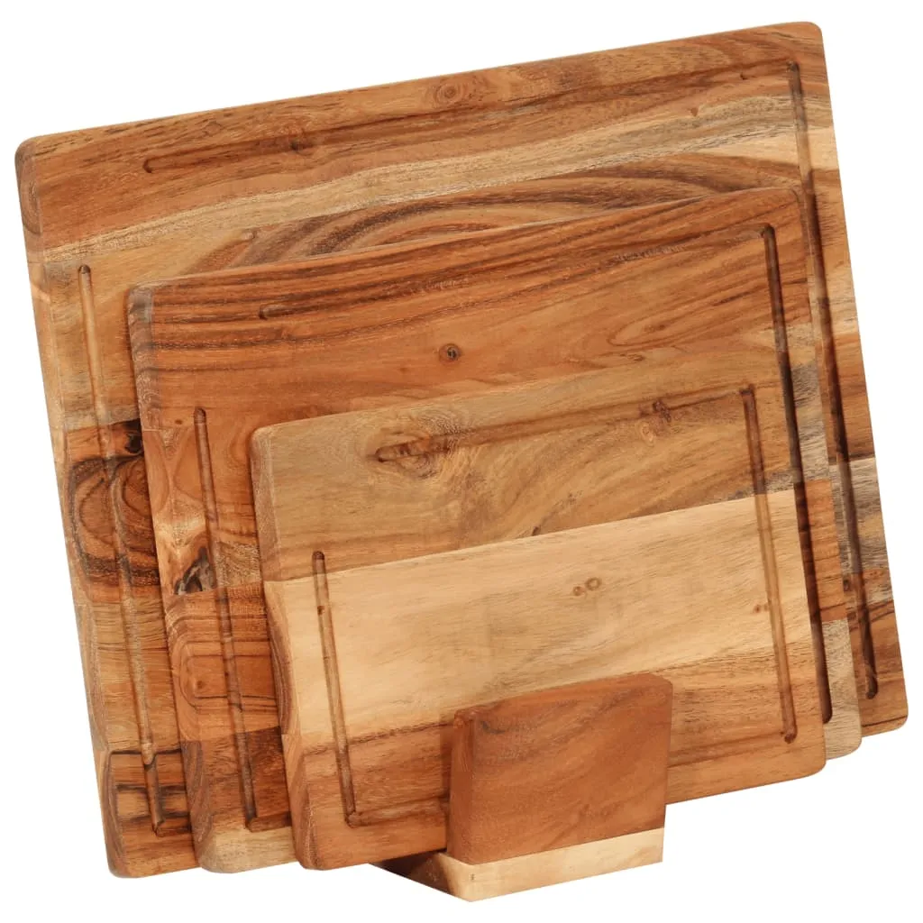 vidaXL Set Taglieri 3 pz con Supporto in Legno Massello di Acacia