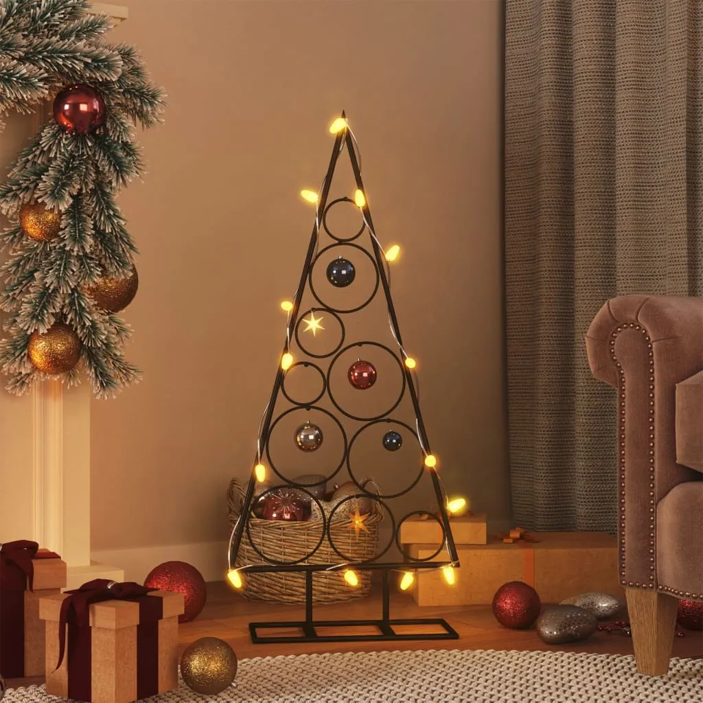 vidaXL Albero di Natale Decorativo in Metallo Nero 90 cm