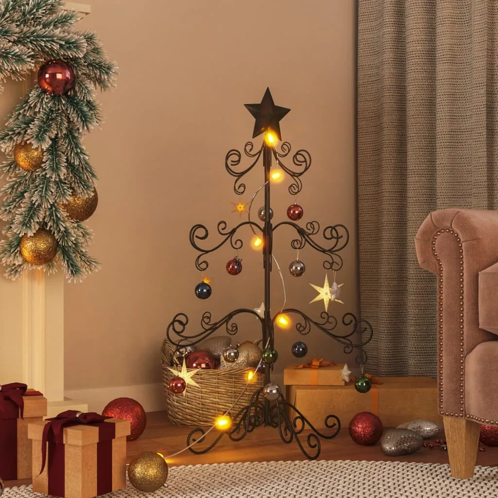 vidaXL Albero di Natale Decorativo in Metallo Nero 90 cm