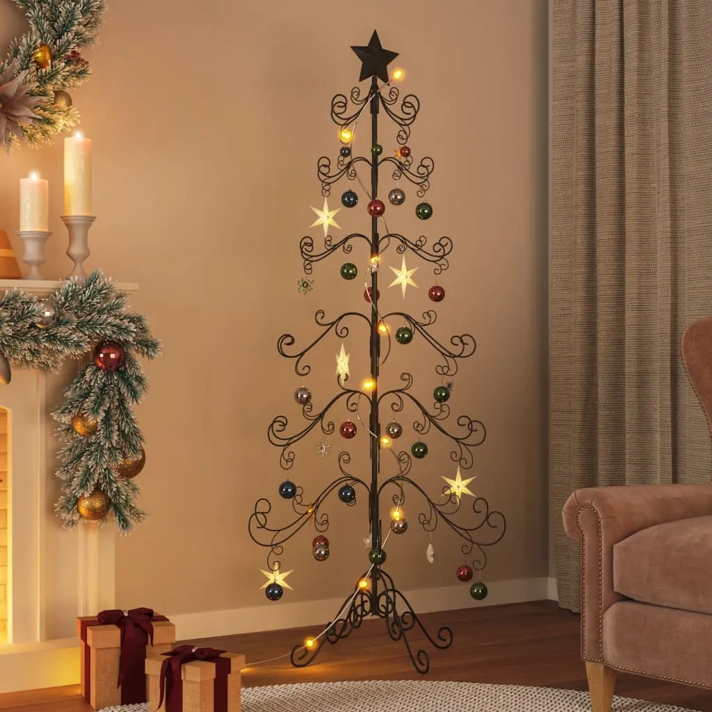 vidaXL Albero di Natale Decorativo in Metallo Nero 180 cm