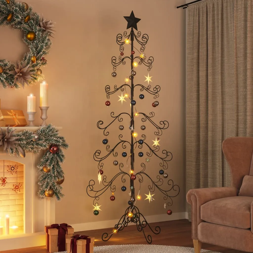 vidaXL Albero di Natale Decorativo in Metallo Nero 215 cm