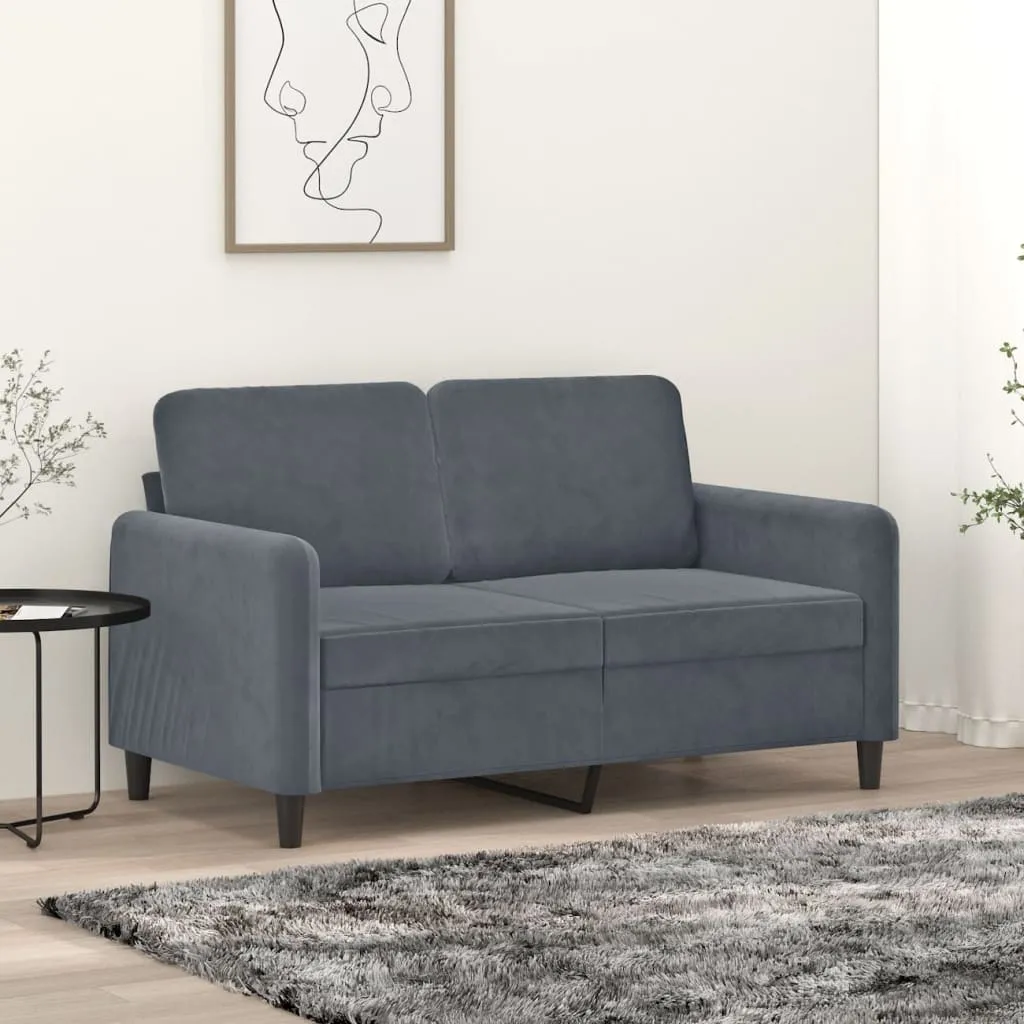 vidaXL Divano a 2 Posti grigio scuro 120 cm in Velluto