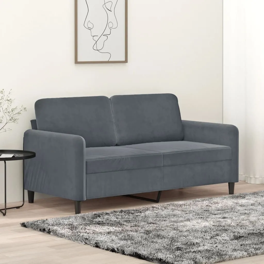 vidaXL Divano a 2 Posti grigio scuro140 cm in Velluto