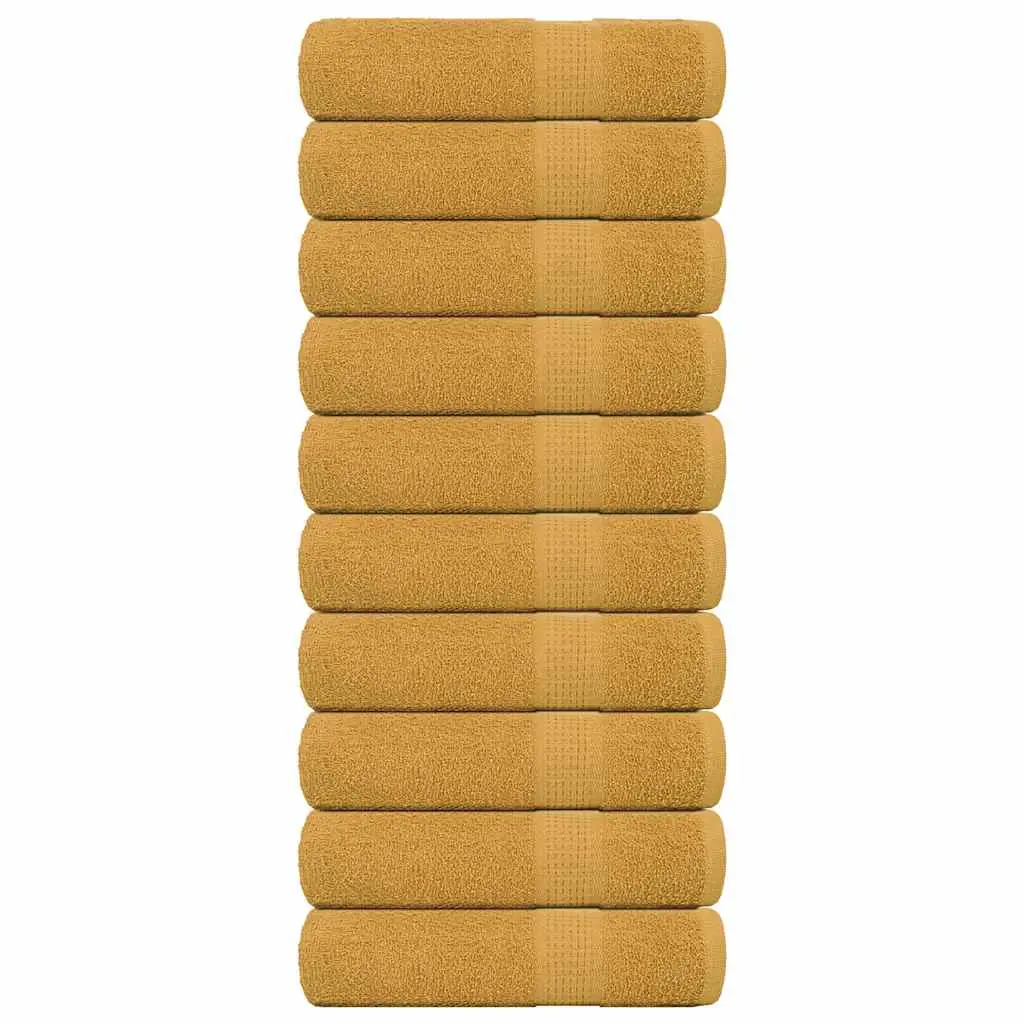 Asciugamani da Bagno 10 pz Oro 100x150cm 360 g/m² 100% Cotone