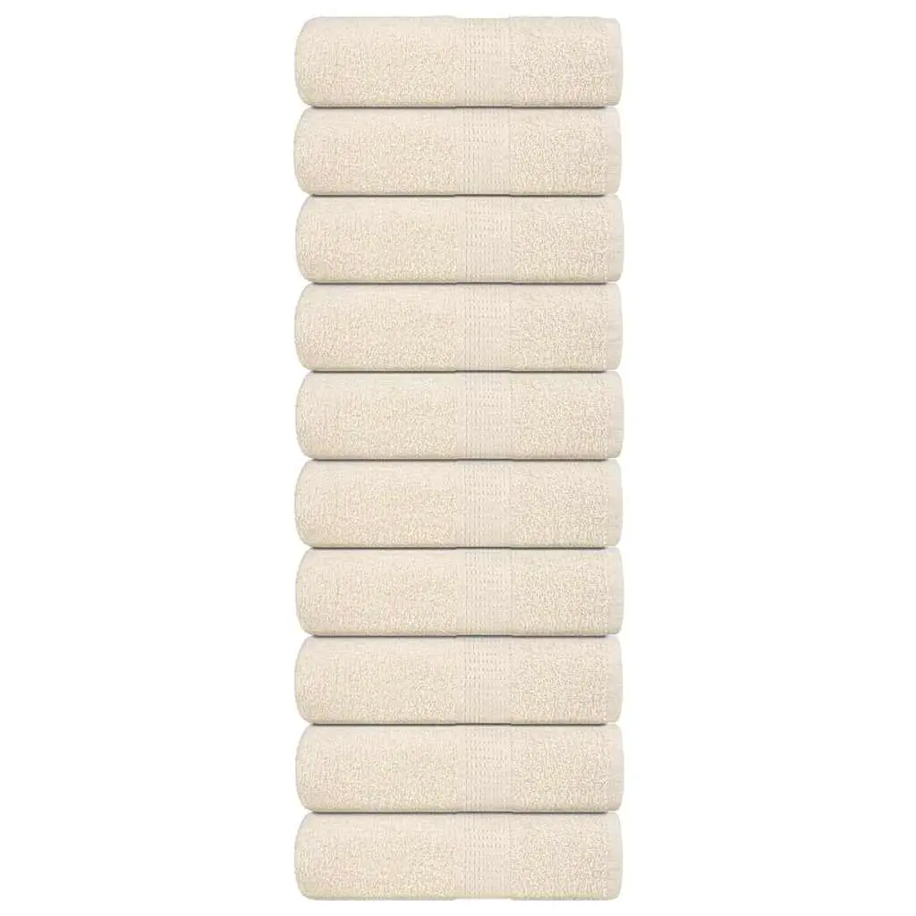 Asciugamani per Sapone 10 pz Crema 30x30cm 360 g/m² 100% Cotone