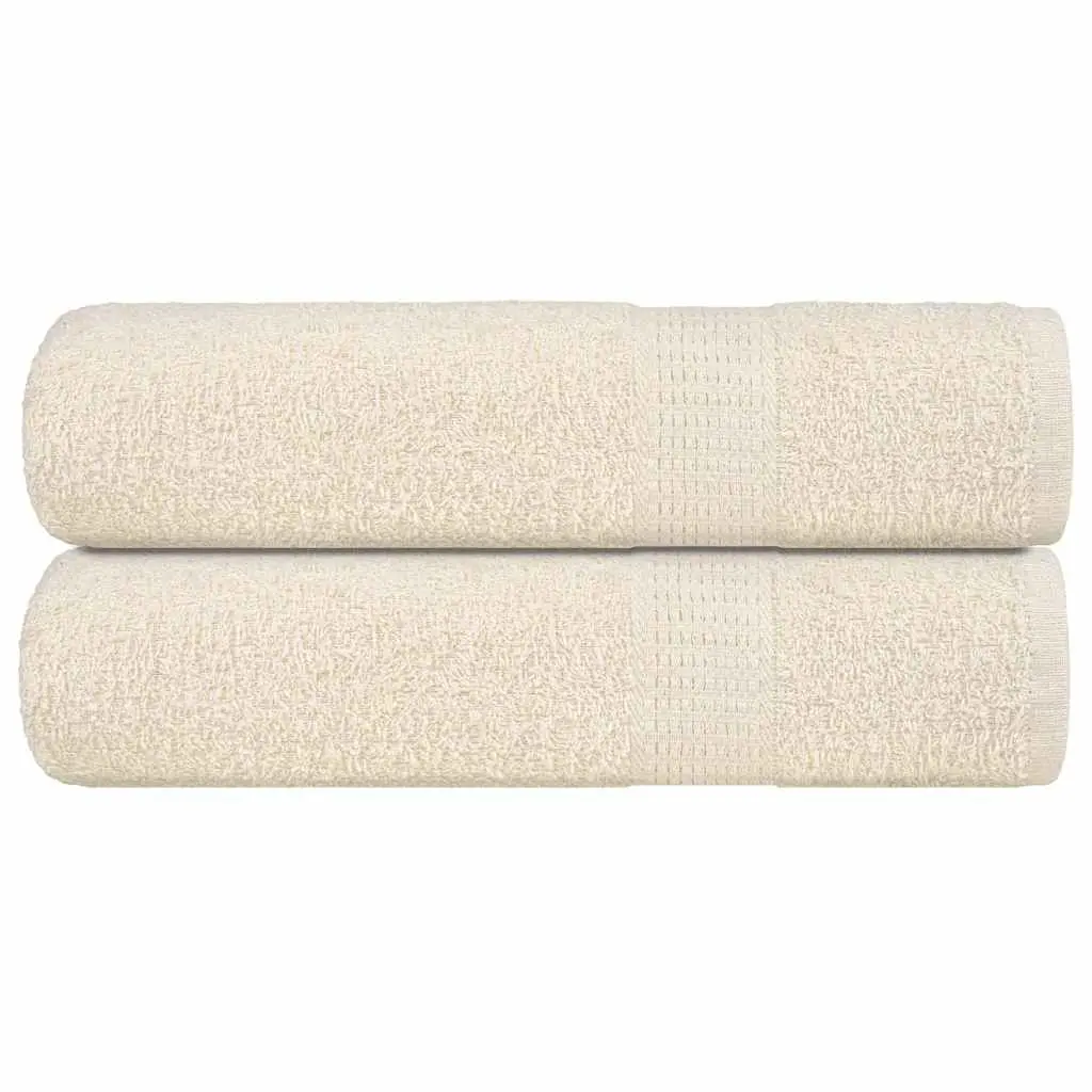 Asciugamani da Bagno 2 pz Crema 100x150 cm 360 g/m² 100% Cotone