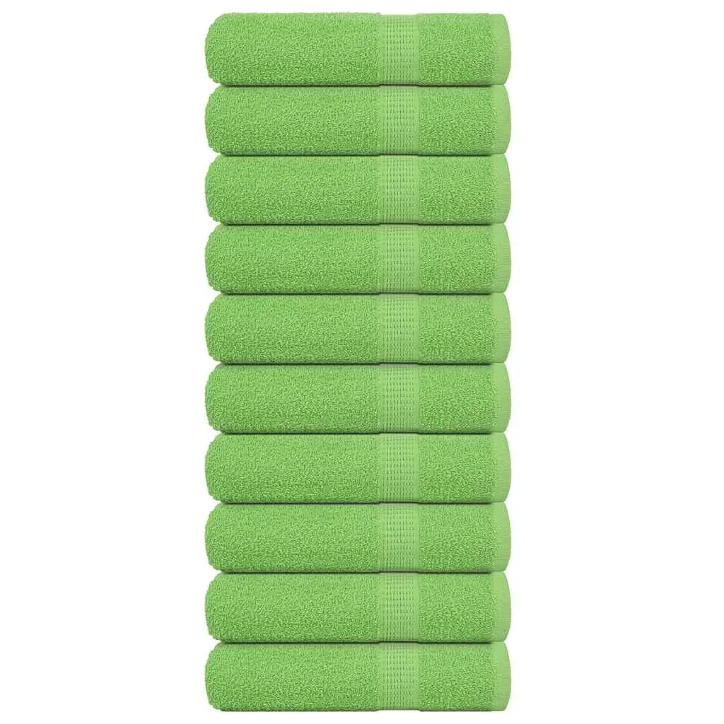 Asciugamani da Bagno 10 pz Verde Mela 100x150cm 360 g/m² Cotone