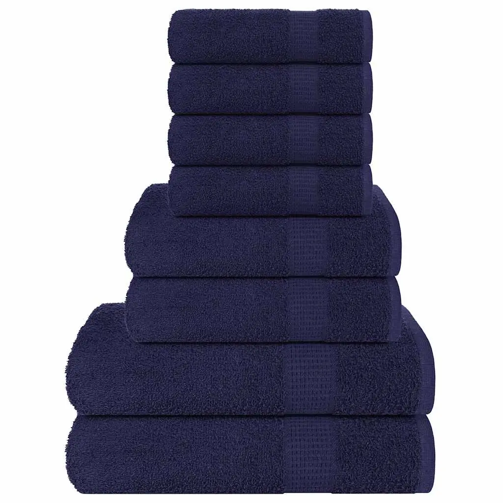 Set Asciugamani 8 pz Blu Navy 360 gsm 100% Cotone