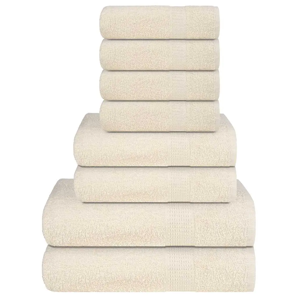 Set Asciugamani 8 pz Crema 360 gsm 100% Cotone