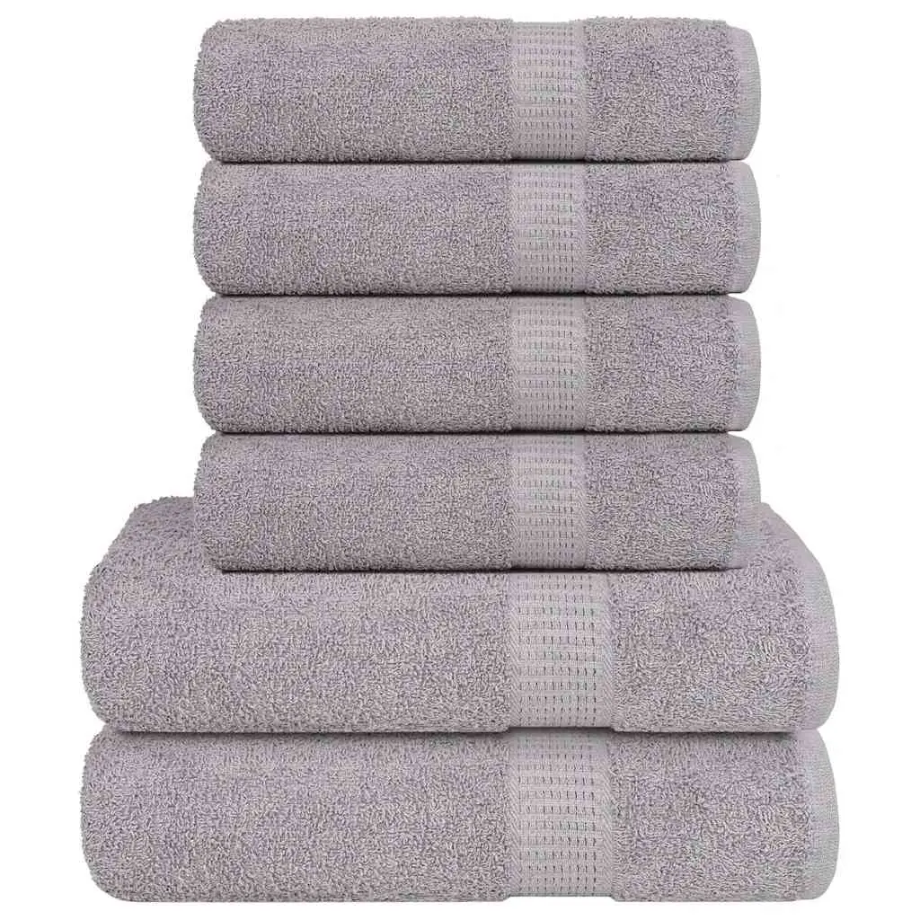 Set Asciugamani 6 pz Grigio 360 gsm 100% Cotone