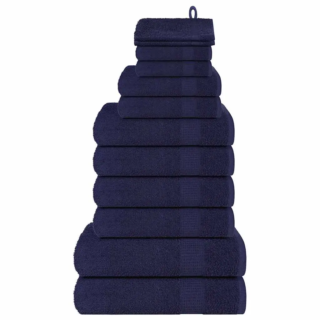 Set Asciugamani 12 pz Blu Navy 360 gsm 100% Cotone