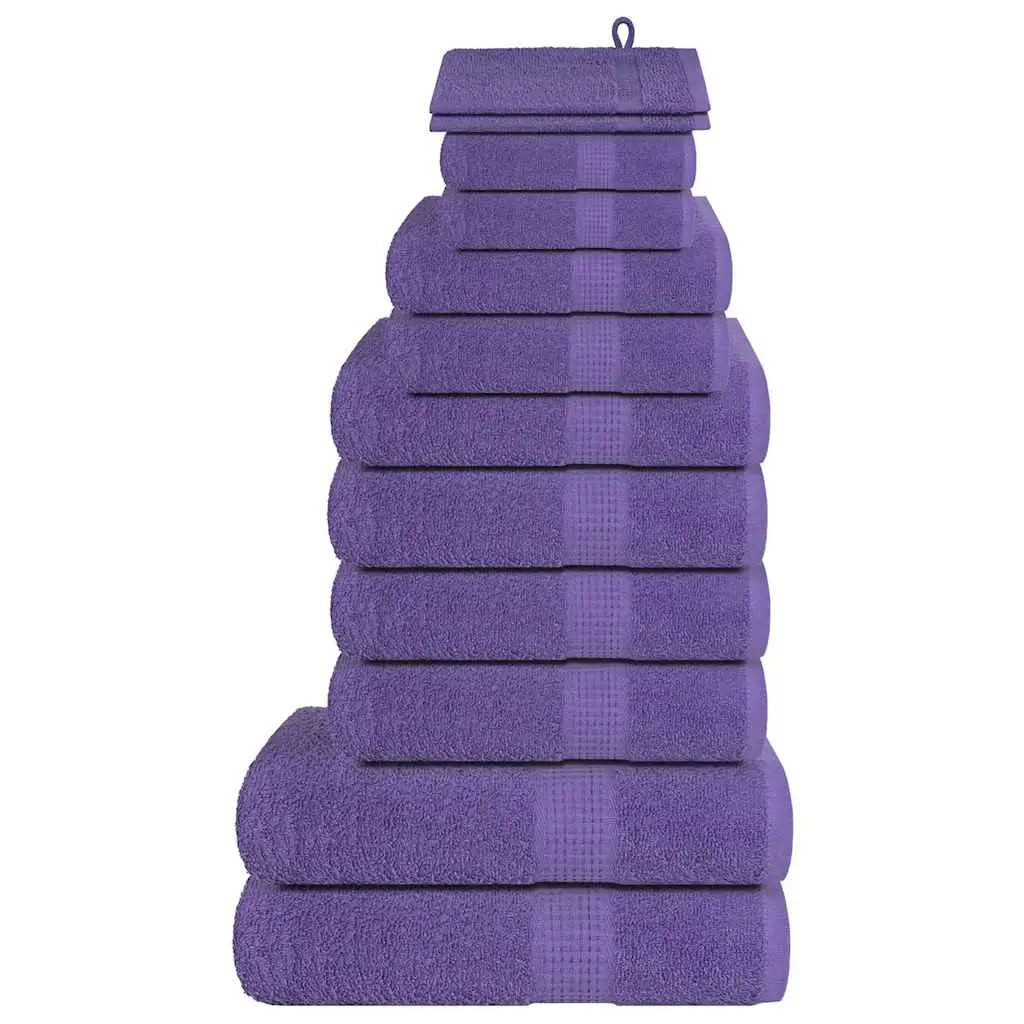 Set Asciugamani 12 pz Viola 360 gsm 100% Cotone