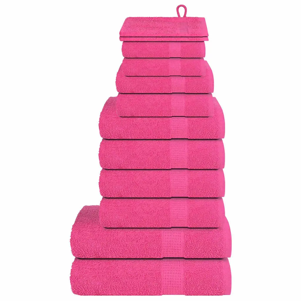 Set Asciugamani 12 pz Rosa 360 gsm 100% Cotone