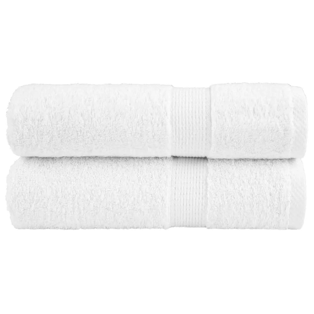 Asciugamani da Bagno 2 pz Bianchi 100x150 cm 600gsm 100% Cotone