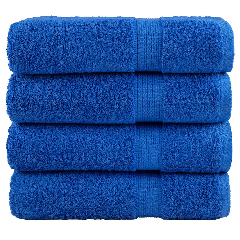 Asciugamani da Bagno 4 pz Blu 100x150 cm 600gsm 100% Cotone