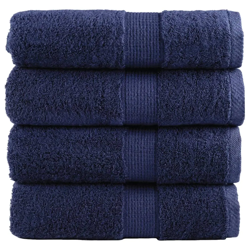 Asciugamani Ospiti 4 pz Blu Navy 30x50 cm 600gsm 100% Cotone