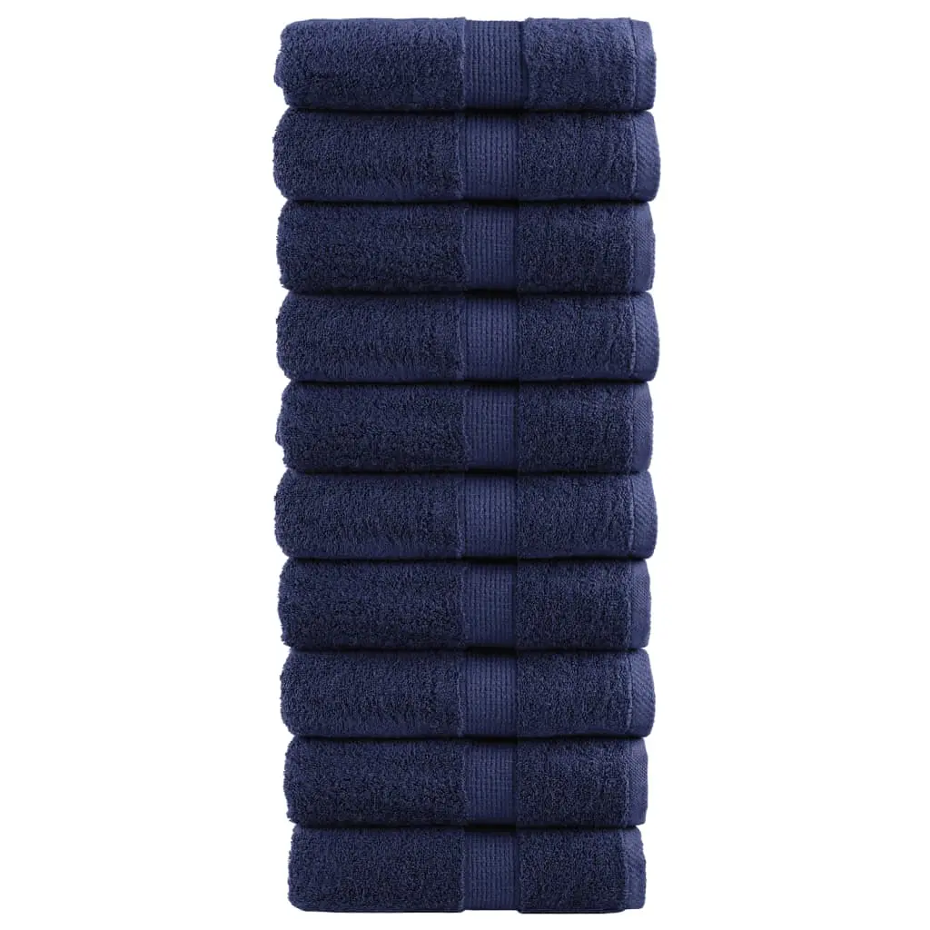 Asciugamani Ospiti 10 pz Blu Navy 30x50 cm 600gsm 100% Cotone