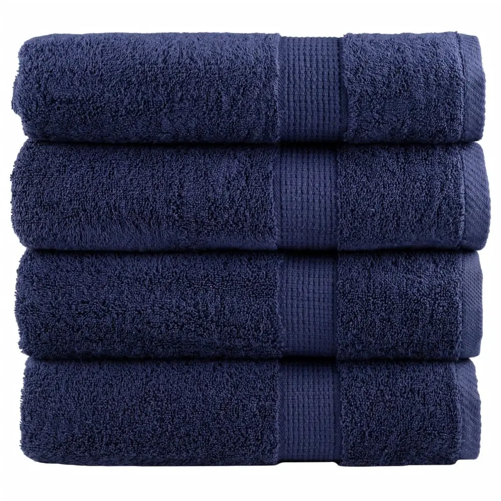 Asciugamani da Doccia 4 pz Blu Navy 70x140cm 600gsm 100% Cotone