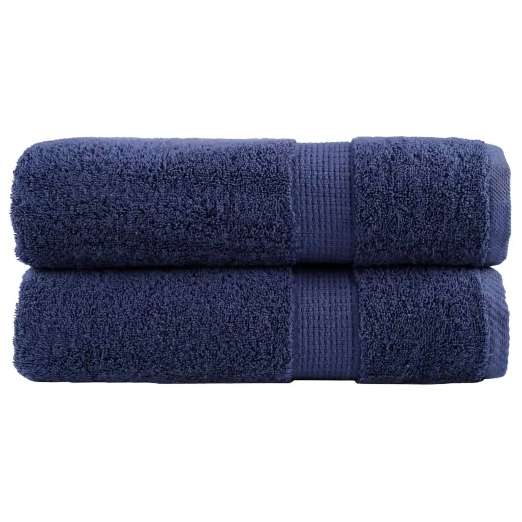 Asciugamani da Bagno 2 pz Blu Navy 100x150cm 600gsm 100% Cotone