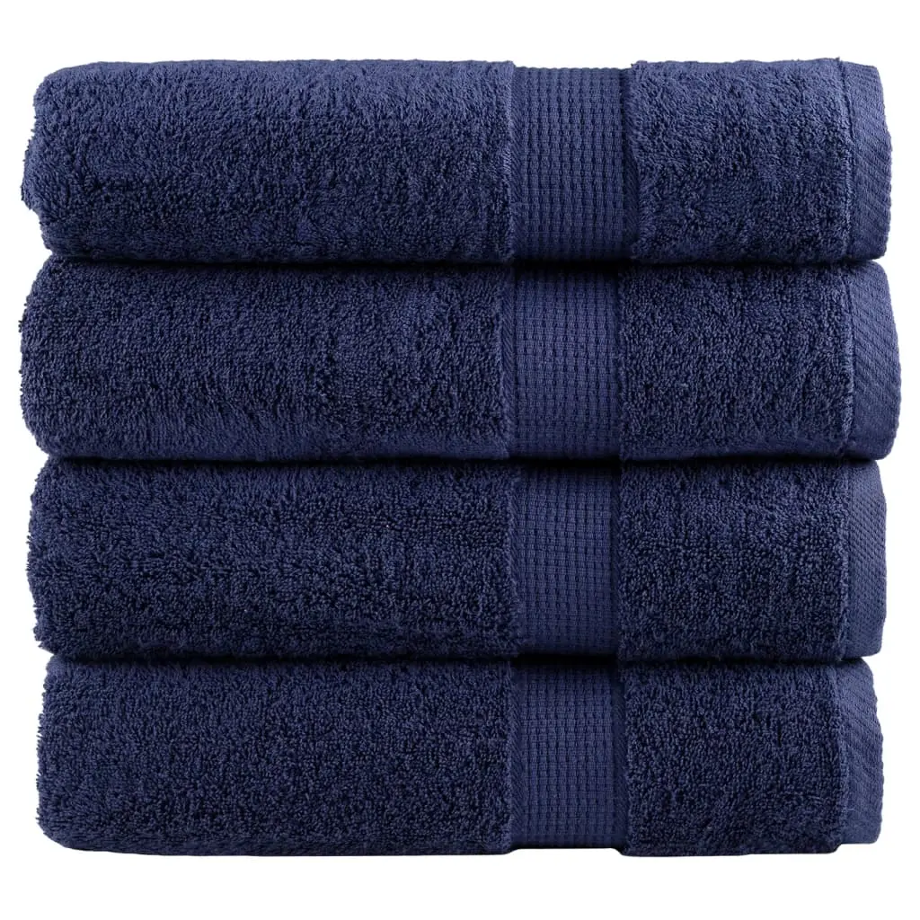 Asciugamani da Bagno 4 pz Blu Navy 100x150cm 600gsm 100% Cotone