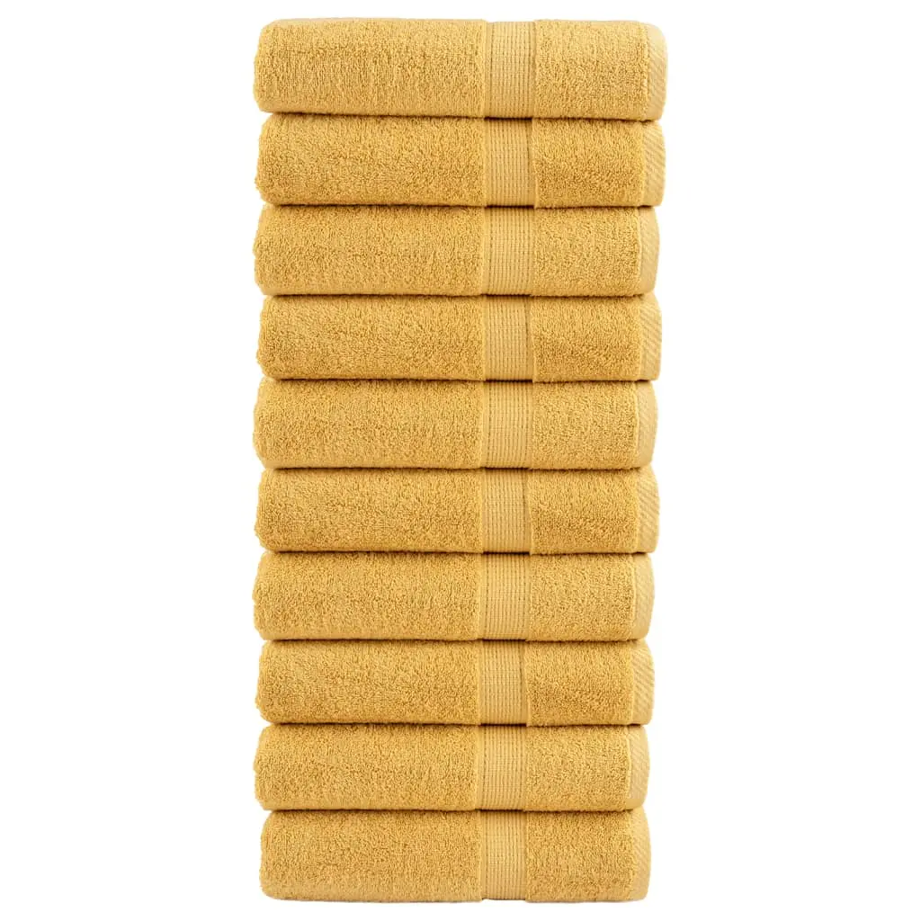 Asciugamani per Sauna 10 pz Oro 50x100 cm 600gsm 100% Cotone