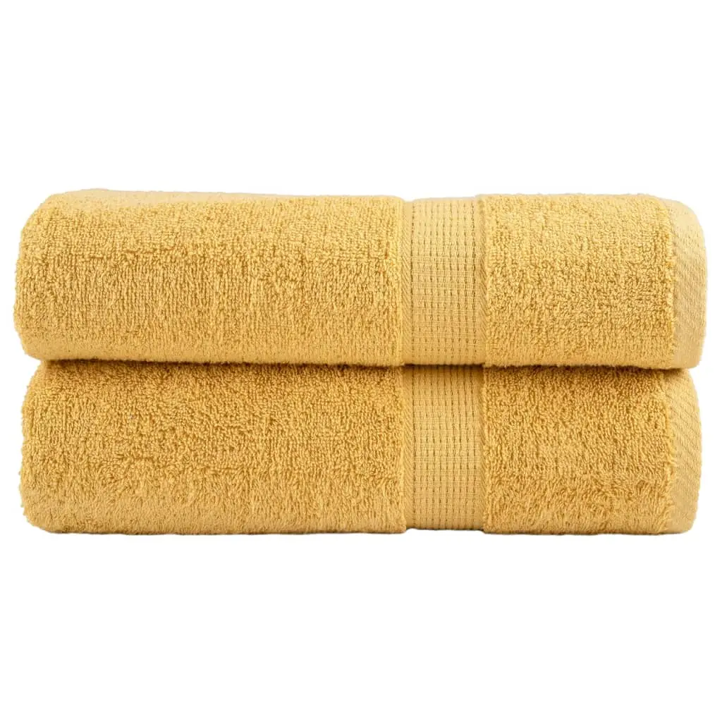 Asciugamani da Doccia 2 pz Oro 70x140 cm 600gsm 100% Cotone