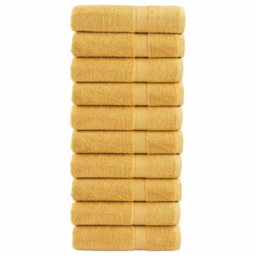 Asciugamani da Bagno 10 pz Oro 100x150cm 600gsm 100% Cotone