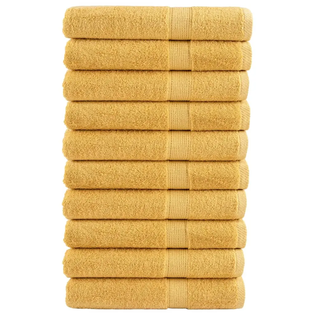 Asciugamani da Bagno 10 pz Oro 100x200cm 600gsm 100% Cotone