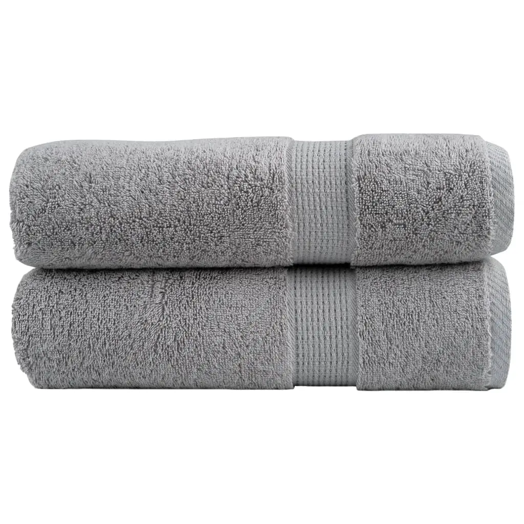 Asciugamani da Bagno 2 pz Grigi 100x150 cm 600gsm 100% Cotone