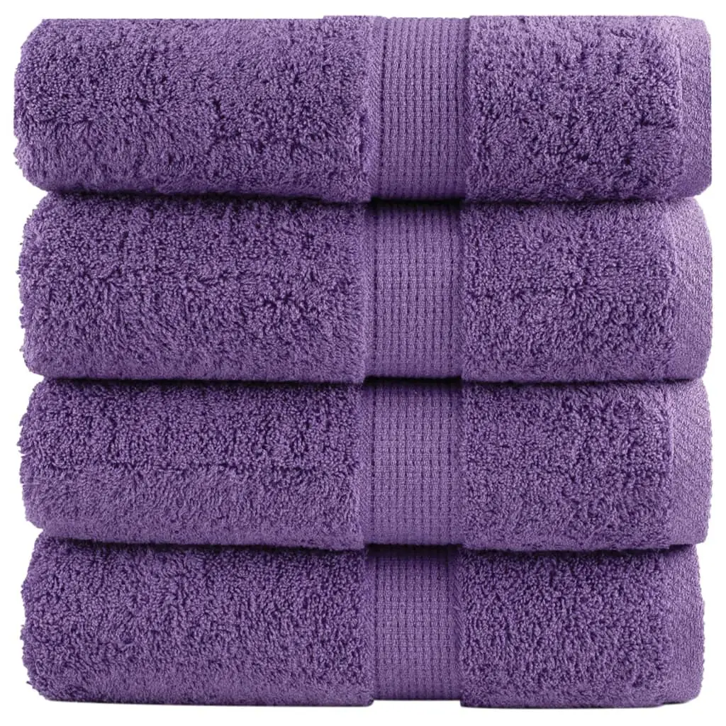 Asciugamani Premium 4 pz Viola 30x30 cm 600 g/m² 100% Cotone