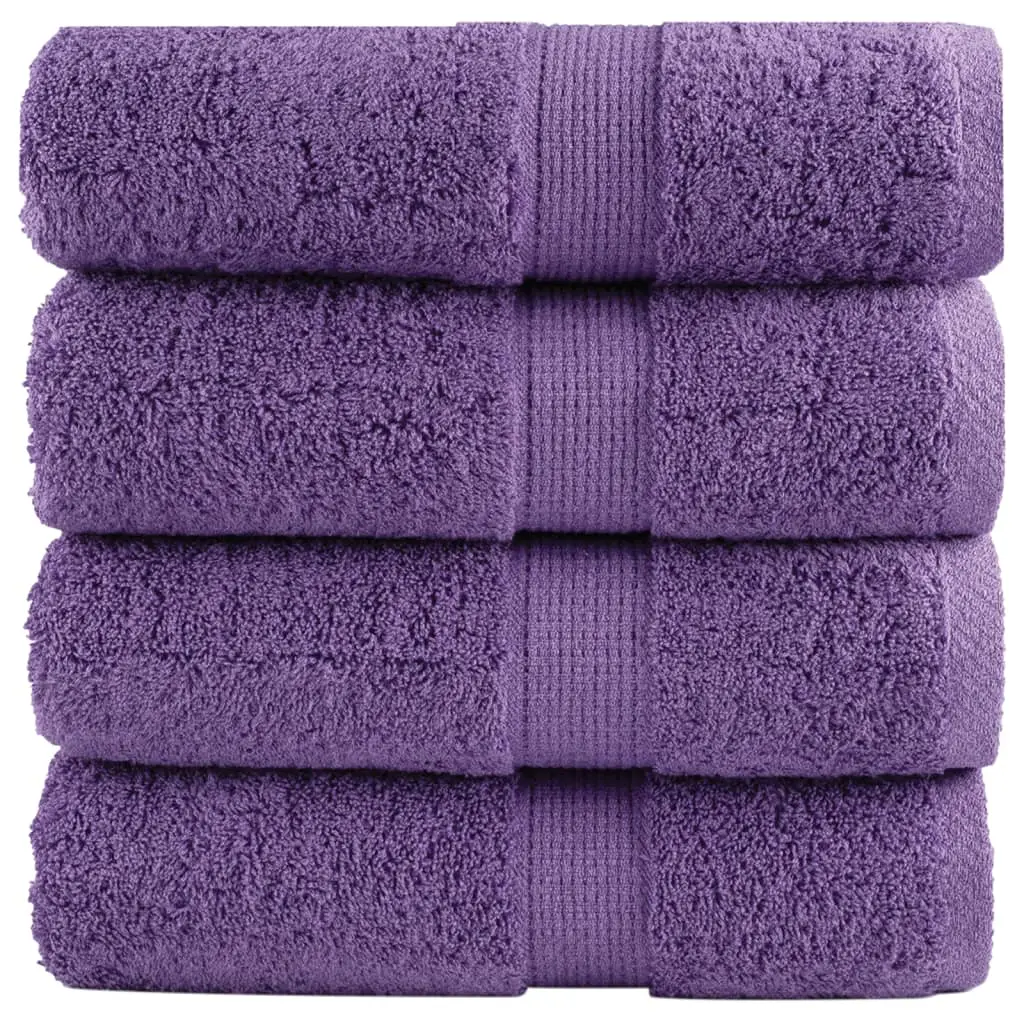 Asciugamani per Ospiti 4 pz Viola 30x50 cm 600 g/m² 100% Cotone