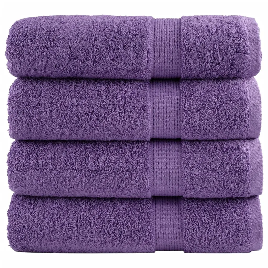 Asciugamani Premium 4 pz Viola 50x100 cm 600 g/m² 100% Cotone