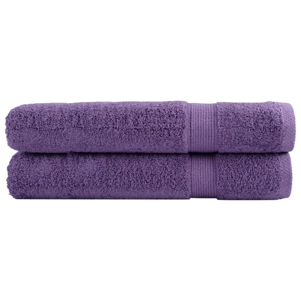 Asciugamani Premium 2 pz Viola 100x200 cm 600 g/m² 100% Cotone