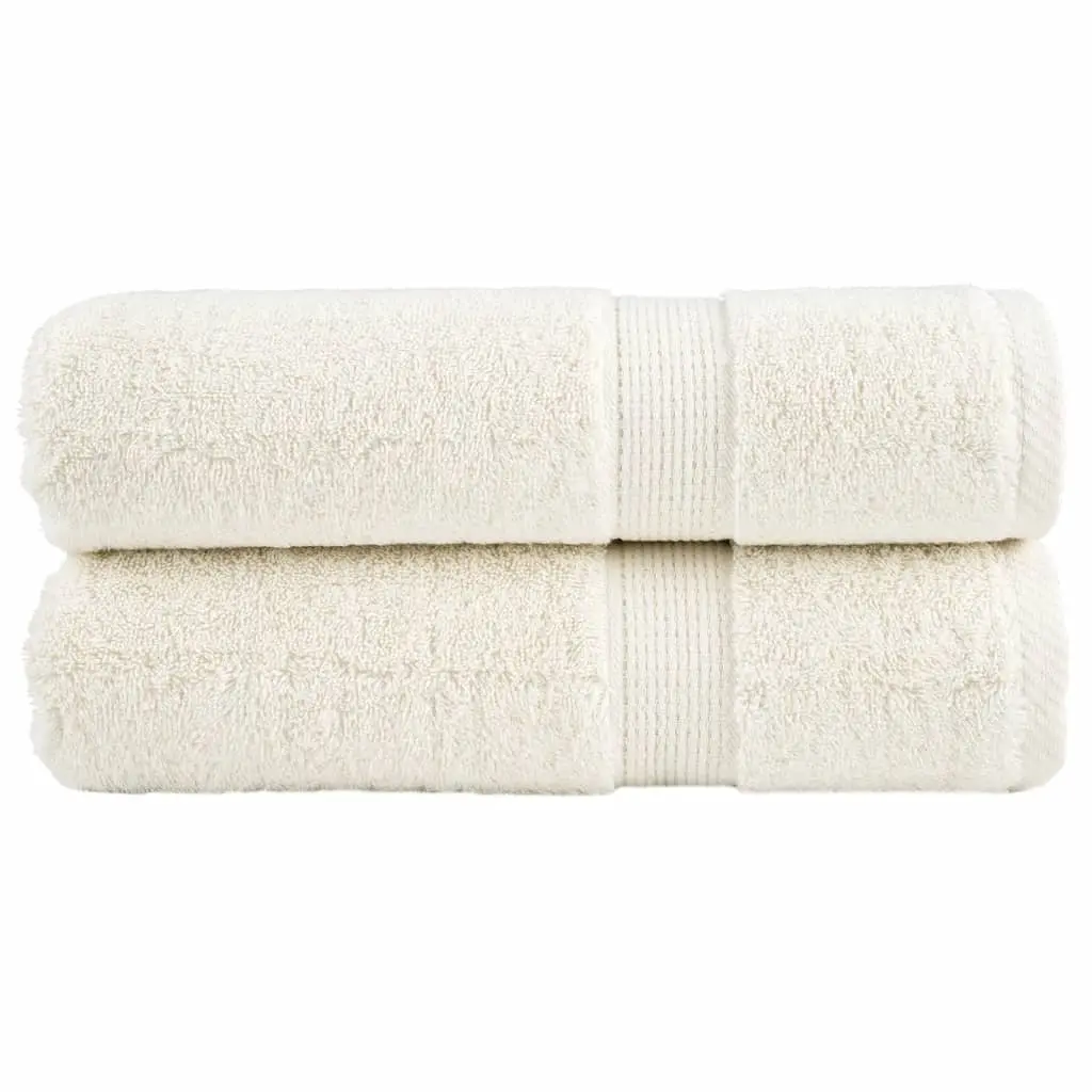 Asciugamani da Bagno 2 pz Crema 50x100 cm 600 g/m² 100% Cotone