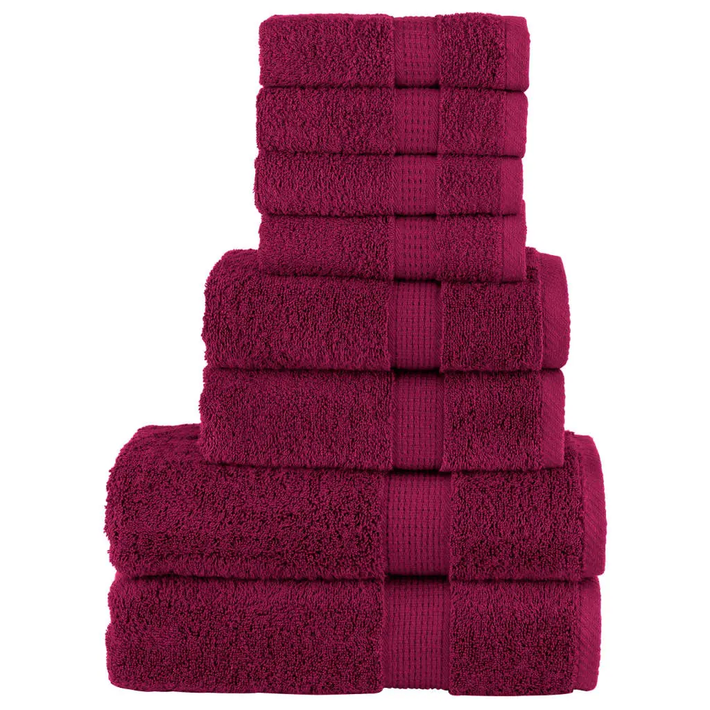 Set Asciugamani 8 pz Bordeaux 600 gsm 100% Cotone