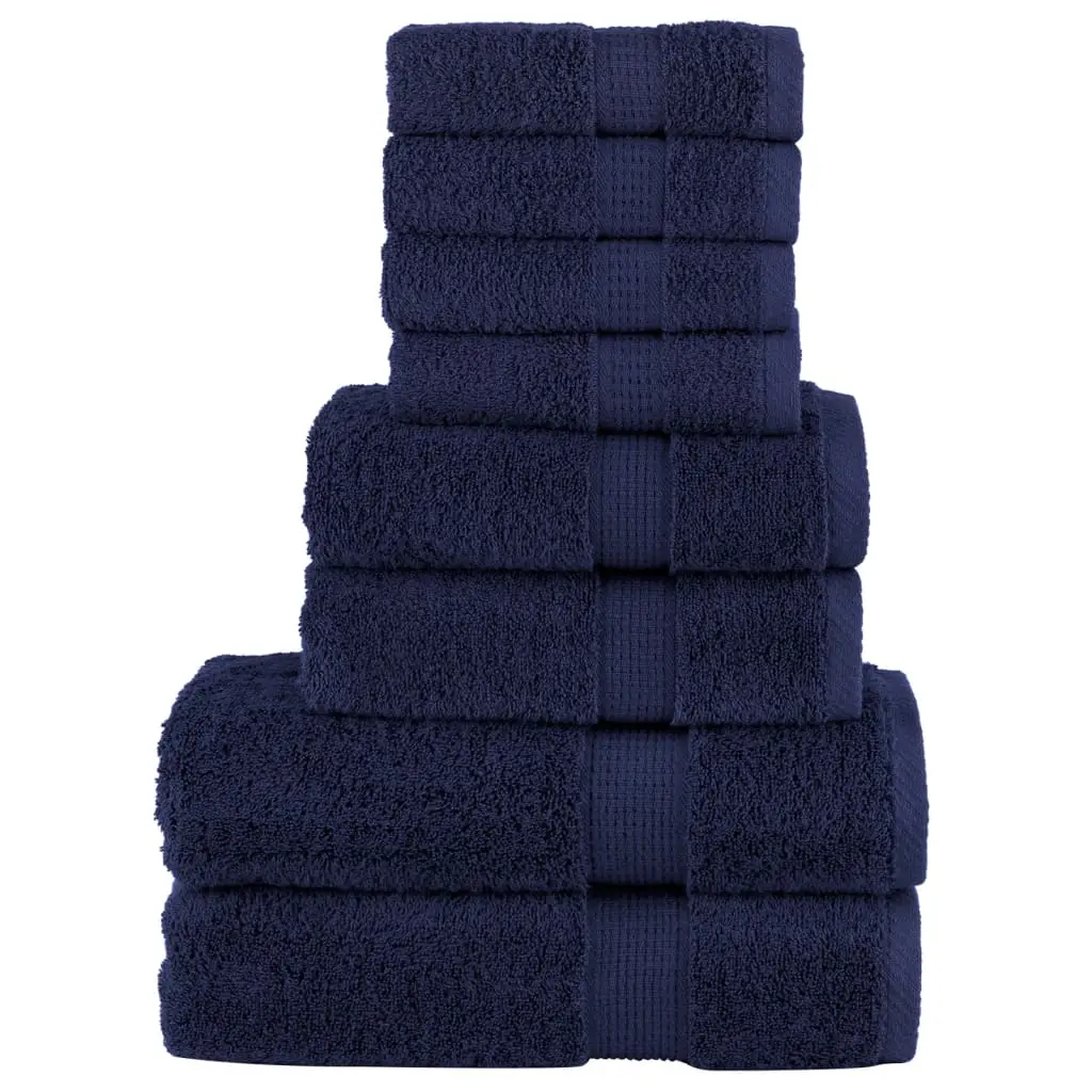 Set Asciugamani 8 pz Blu Navy 600 gsm 100% Cotone