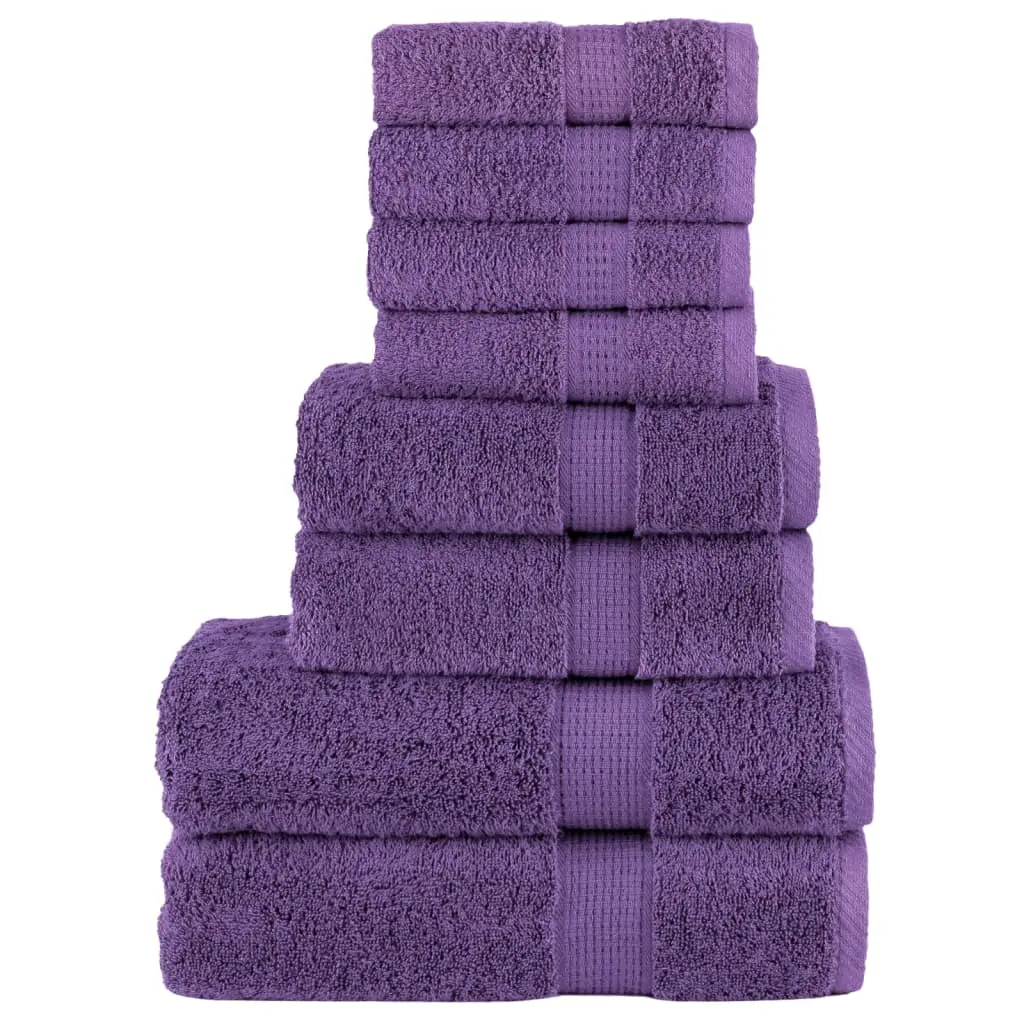 Set Asciugamani 8 pz Viola 600 gsm 100% Cotone