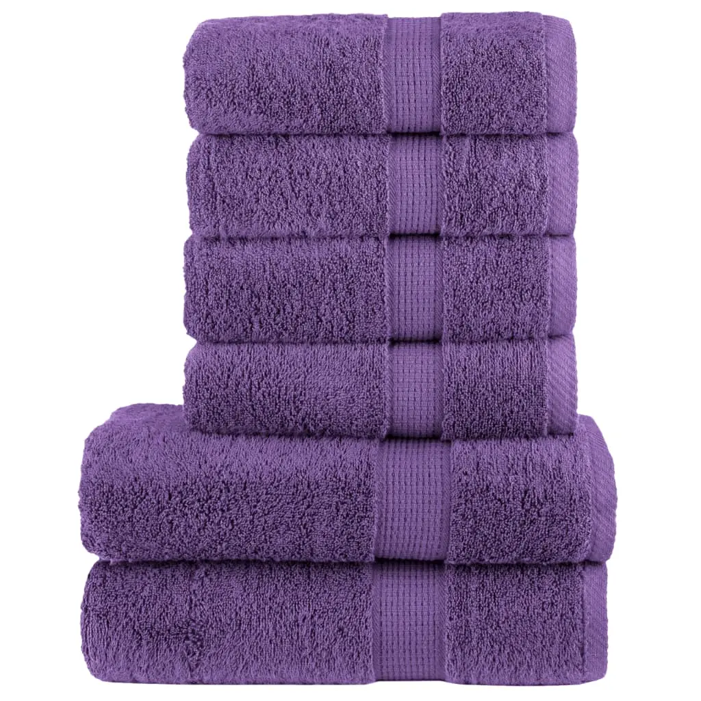 Set Asciugamani 6 pz Viola 600 gsm 100% Cotone