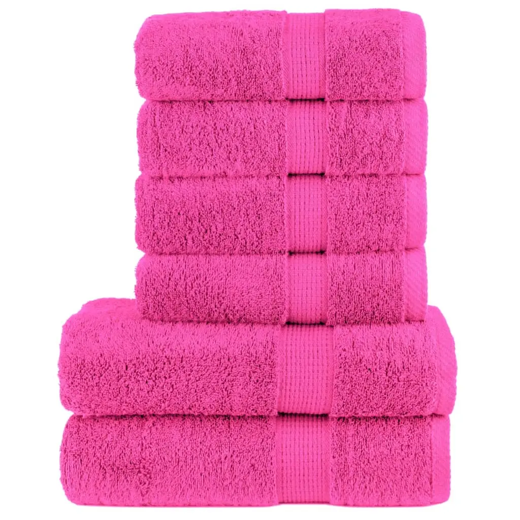 Set Asciugamani 6 pz Rosa 600 gsm 100% Cotone