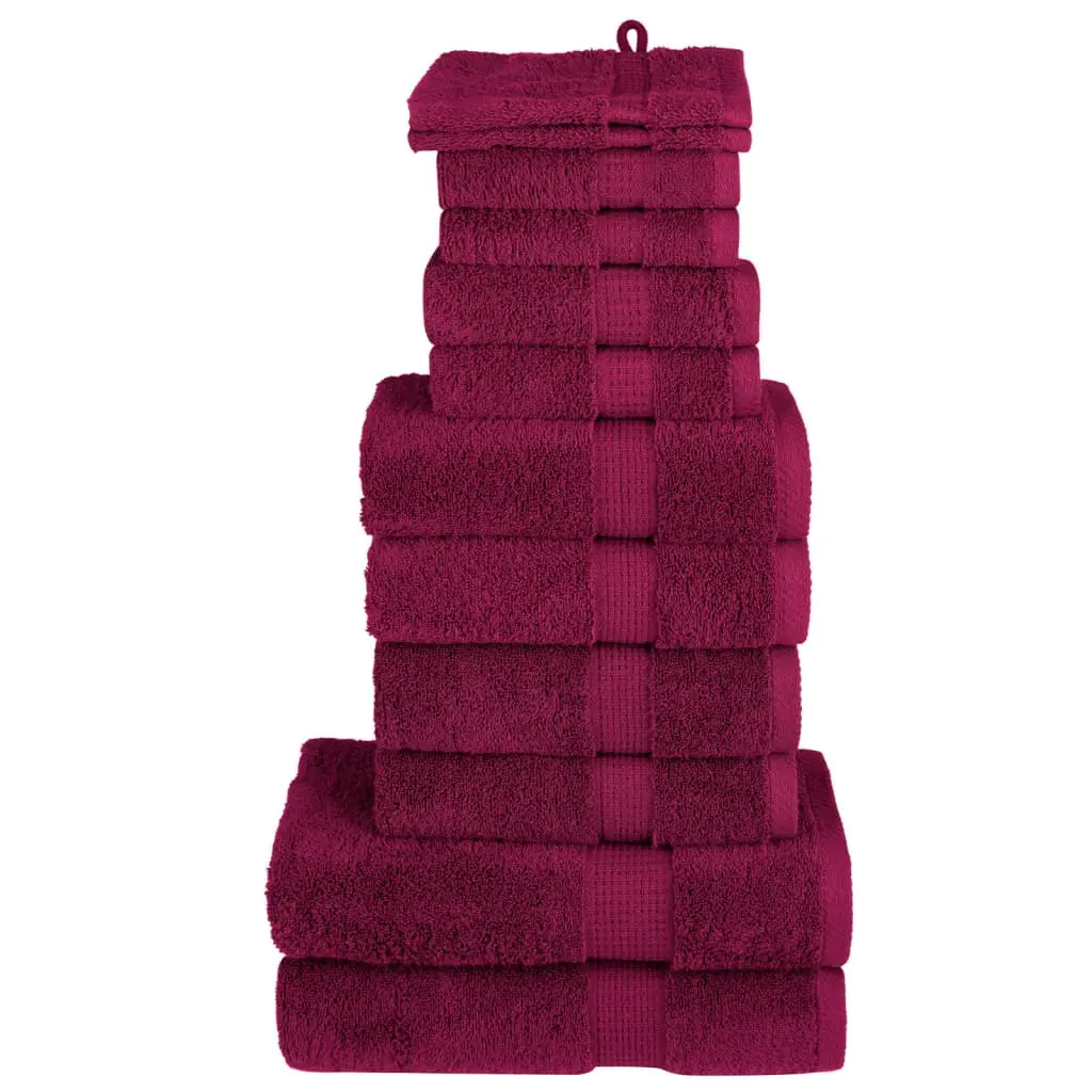 Set Asciugamani 12 pz Bordeaux 600 gsm 100% Cotone