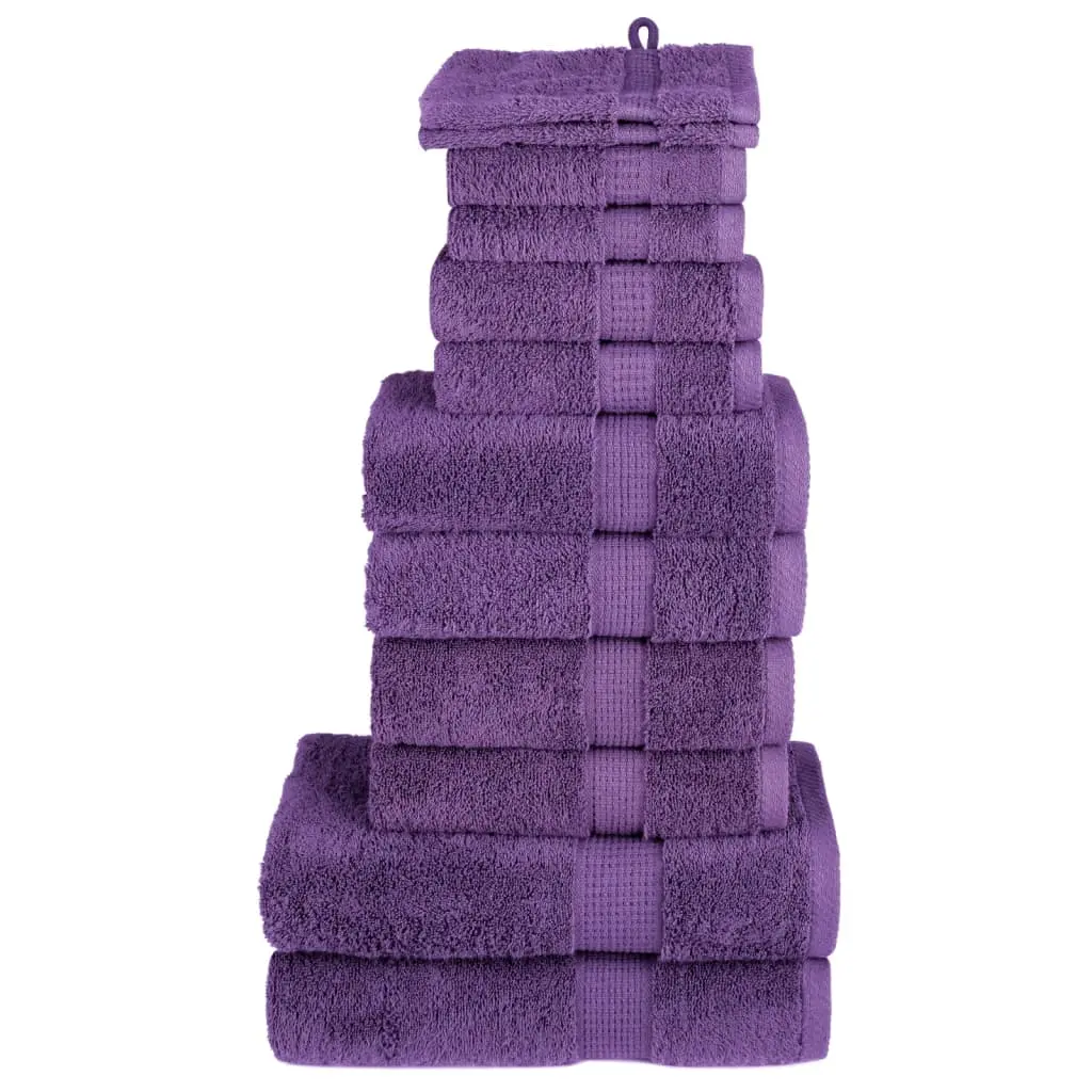 Set Asciugamani 12 pz Viola 600 gsm 100% Cotone