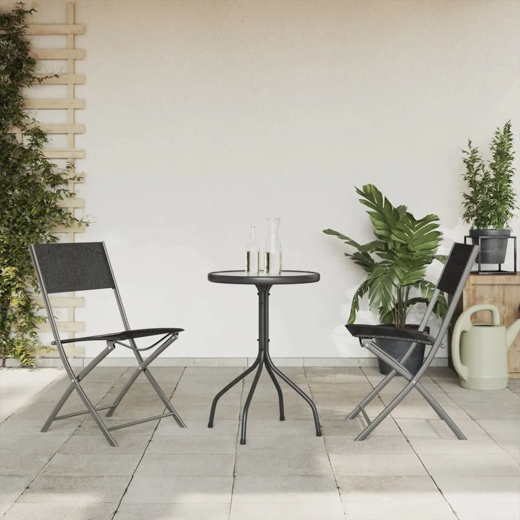 vidaXL Set da Pranzo da Giardino 3 pz in Acciaio Nero