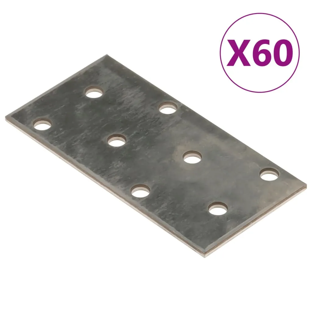 vidaXL Piastre Forate 60 pz 2 mm 80x40 mm Acciaio Zincato